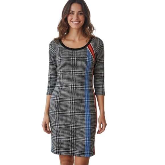 Anthropologie Tracy Reese Houndstooth Knit  Midi Dress - Picture 1 of 6